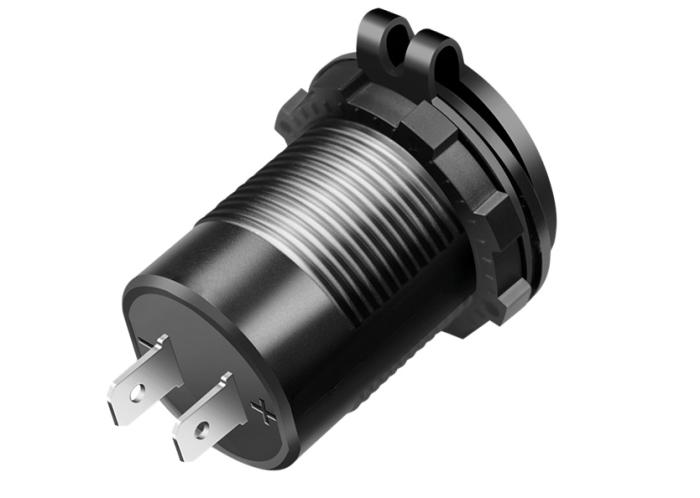 Infällt ladduttag USB-C PD + USB-A 60W 12-24V med lock @ electrokit (2 av 4)