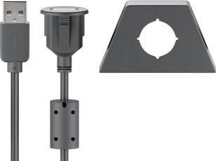 Adapter cable USB-A to USB-A - panel mounted 2m @ electrokit