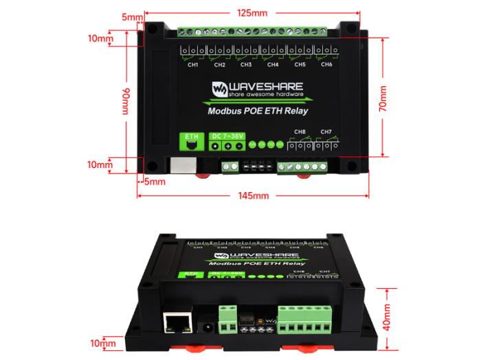 Relämodul 8-kan Ethernet DIN-skena @ electrokit (8 av 8)