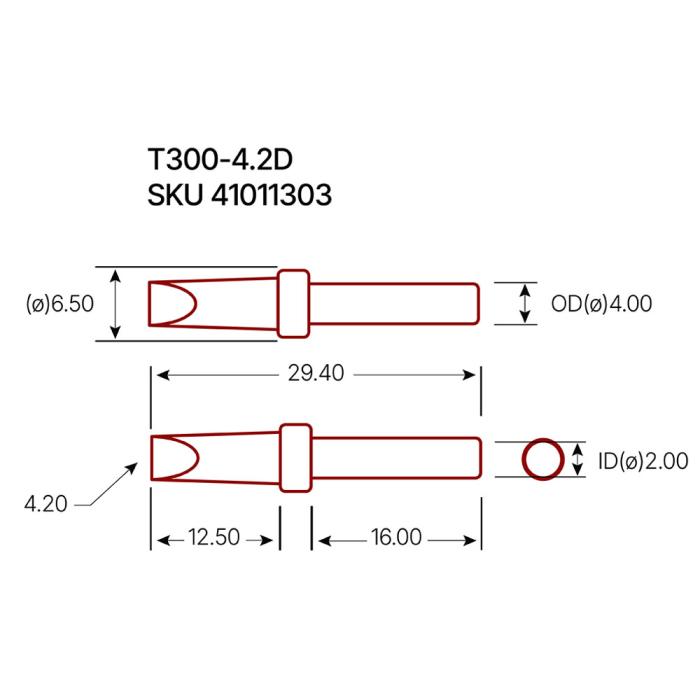 Soldering tip AT300-4.2D chisel 4.2 mm @ electrokit (2 of 2)