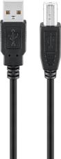 USB-kabel A-hane - B-hane 1.8m svart @ electrokit