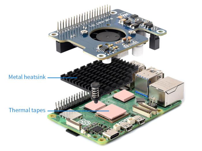 PoE-strömförsörjningskort för Raspberry Pi 5 - 5V 4.5A med kylning @ electrokit (8 av 9)