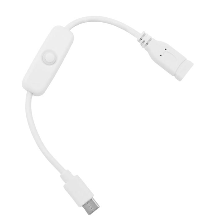 USB-C kabel med strömbrytare hane-hona vit @ electrokit (1 av 1)