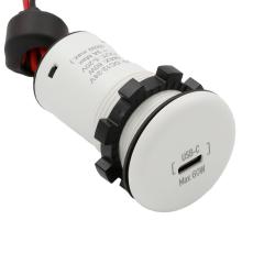 Flush mount charging socket USB-C 60W 12-24V white @ electrokit