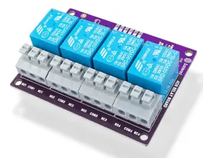 Rel&auml;kort x4 5V opto-isolerat 250VAC/10A @ electrokit