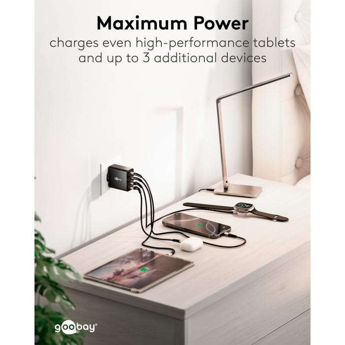 USB-C PD + USB-A multiport GaN laddare 65W svart @ electrokit (5 av 5)