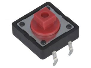 Taktil omkopplare PCB 12x12x7mm 2.55N @ electrokit