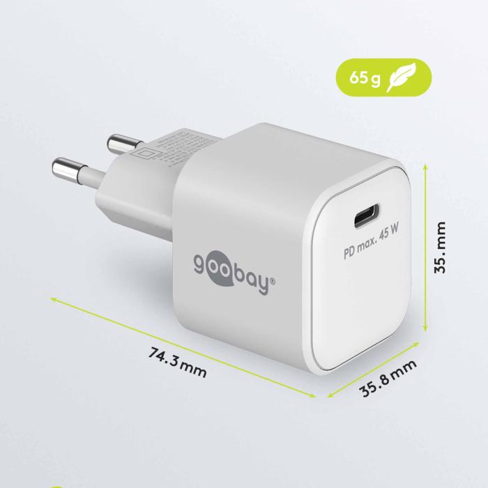 USB-C PD GaN laddare 45W vit @ electrokit (3 av 4)
