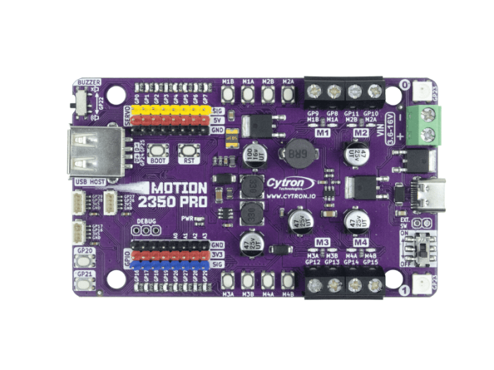 Robot control board and motor driver with RP2350 @ electrokit (2 of 6)