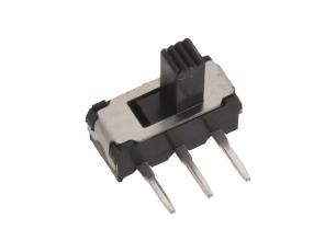 Skjutomkopplare 1-pol on-on PCB 2.54mm vinklad @ electrokit