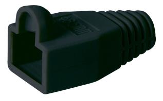 Strain relief boot for RJ45 plugs - black @ electrokit