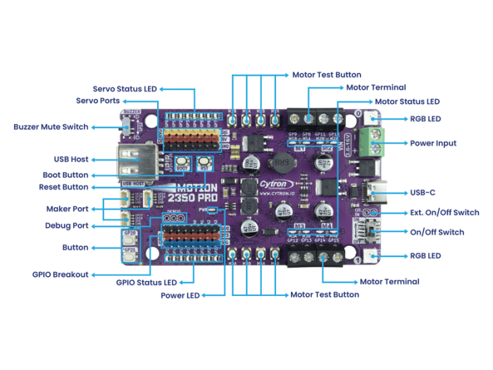 Robot control board and motor driver with RP2350 @ electrokit (3 of 6)