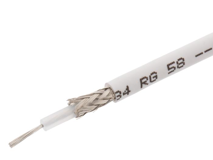 RG58 50 ohm ø5mm cu-skärm vit /m @ electrokit (1 av 1)