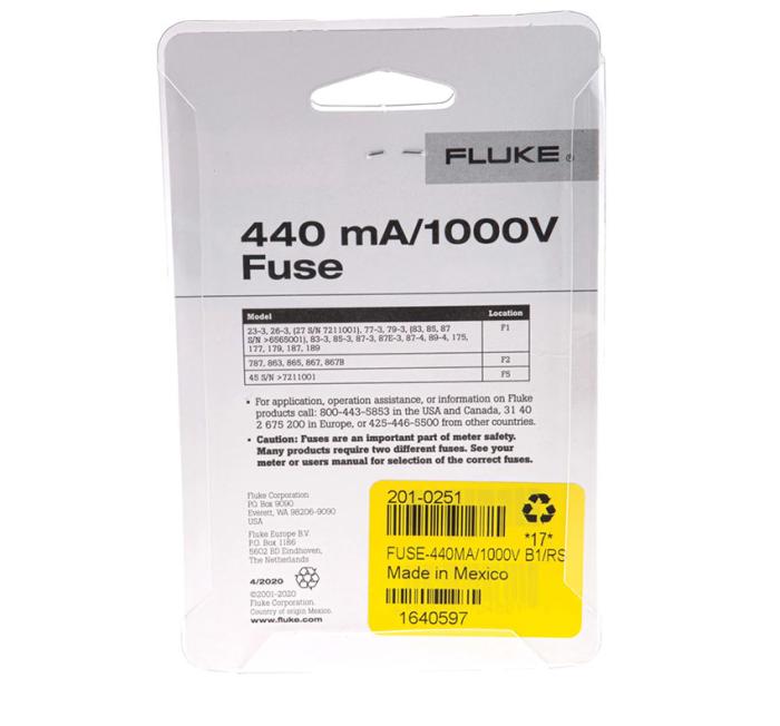 Fluke multimetersäkring 440mA 1000V 10x35 mm @ electrokit (2 av 3)