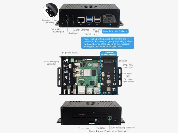 Inbyggnadslåda Raspberry Pi 5 + M.2 SSD @ electrokit (6 av 6)