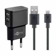 USB-laddare 18W 2.4A med micro-USB svart @ electrokit
