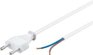 Mains cord CEE7/16 to open end 1.5m white @ electrokit