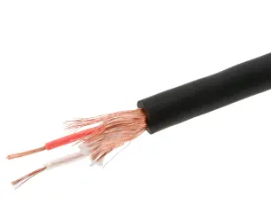 Skärmad ledning 2x0.34mm2 ø6mm svart OFC /m @ electrokit