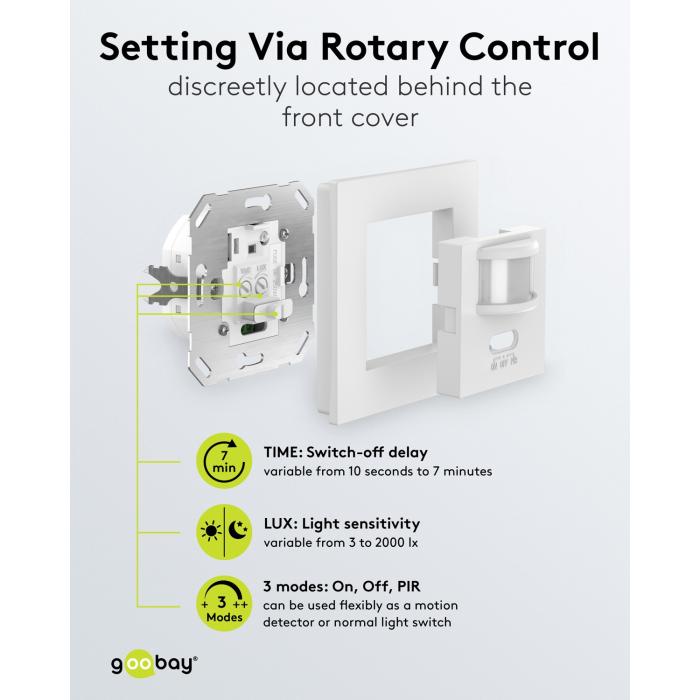 Rörelsedetektor PIR för väggdosa 160° 230VAC @ electrokit (5 av 6)