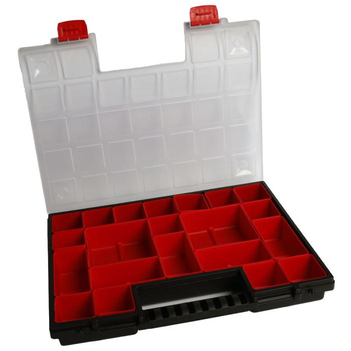 Sortimentlåda 21 lådor svart/klar 399x303x50mm @ electrokit (2 av 3)