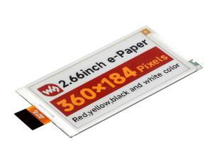 2.66" E-papper display 360x184px 4-färg SPI @ electrokit