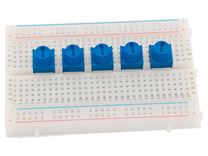 Potentiometer 10k med ratt för kopplingsdäck 5-pack @ electrokit (2 av 2)