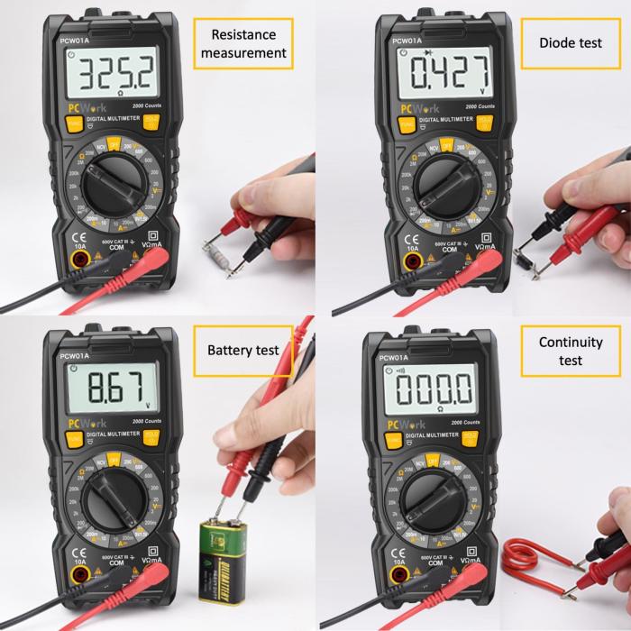 Multimeter 3 1/2 siffra manuell Cat III 600V PCW01A @ electrokit (4 av 7)