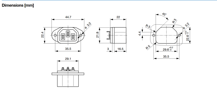 Apparatintag C14 10A 250VAC @ electrokit (2 av 2)