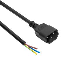 Mains cord C14 to open end 1.5m black @ electrokit