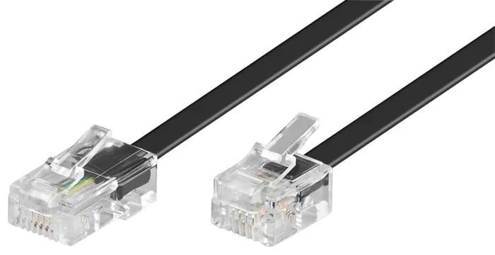 RJ12 to RJ45 modular signal and telephone cable 2m black @ electrokit (1 of 1)