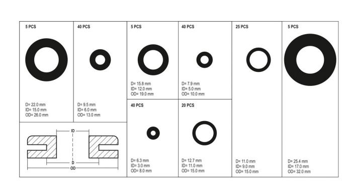 Rubber grommet kit, 180 pcs @ electrokit (3 of 3)