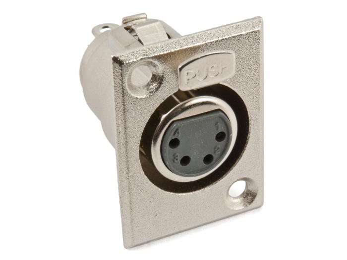 XLR 4P hona chassi nickel diagonala fästhål @ electrokit (1 av 2)