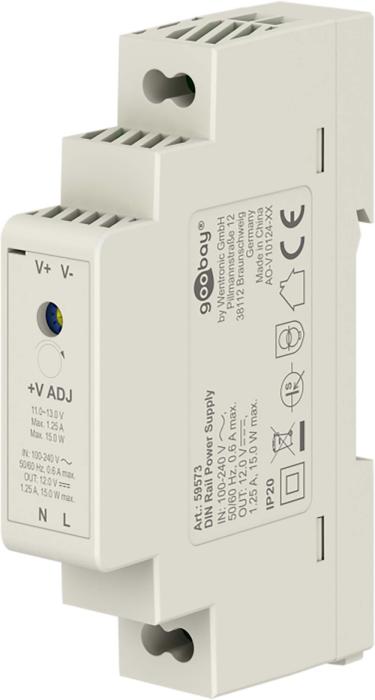 Switchat nätaggregat 12V 1.25A 15W DIN-skena @ electrokit (1 av 3)
