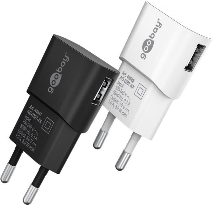 1-port USB-laddare 5W 1A svart @ electrokit (3 av 3)