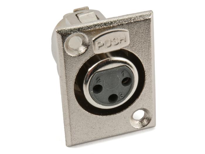 XLR 3P hona chassi nickel diagonala fästhål @ electrokit (1 av 2)
