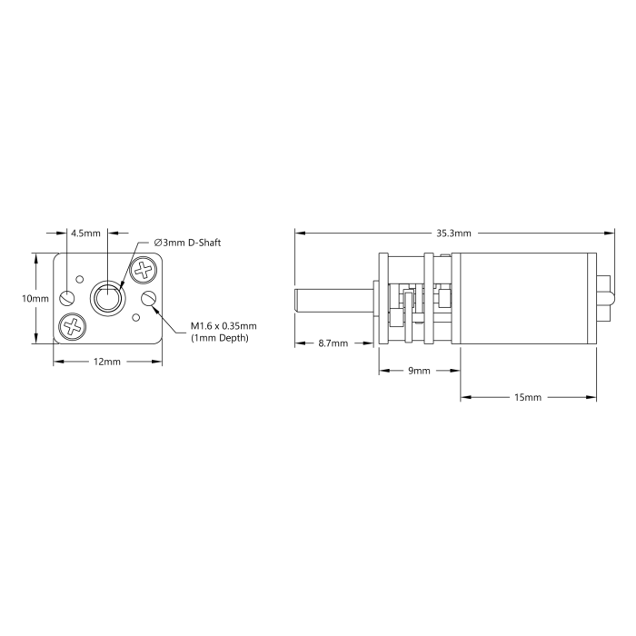 DC-motor med kuggväxel 250:1 110rpm 12V @ electrokit (3 av 3)