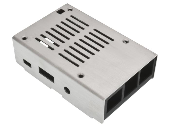 Inbyggnadslåda för Raspberry Pi B+ Rostfritt stål @ electrokit (1 av 3)