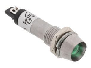Panel mount indicator 12VDC ø8mm green @ electrokit