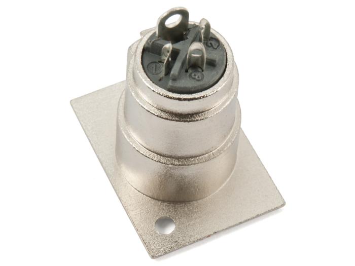 XLR 3P hona chassi nickel diagonala fästhål @ electrokit (2 av 2)