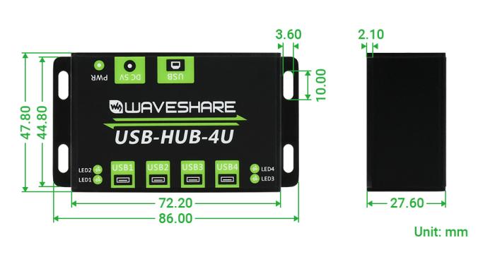USB.20 Hub 4 portar med USB-A 480 Mbit/s - Industrial Grade @ electrokit (5 av 6)
