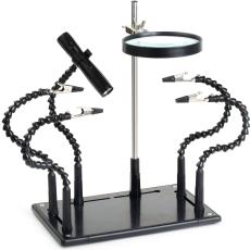 Stativ med 4 flexarmar, f&ouml;rstoringsglas och LED-belysning @ electrokit