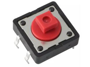 Tactile switch PCB 12x12x7mm 2.55N @ electrokit