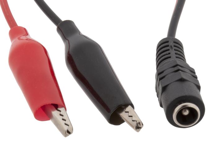 Adapterkabel DC-jack 2.1mm till krokodilklämmor @ electrokit (2 av 2)