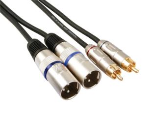 Kabel 2x XLR hane till x2 RCA hane 1m @ electrokit