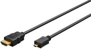 HDMI 2.0 kabel (4K@60Hz) hane till micro hane 3m svart @ electrokit