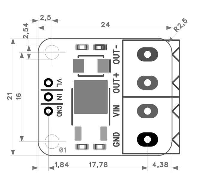 MOSFET Drivkort 1-kan 24V 5A @ electrokit (3 av 3)