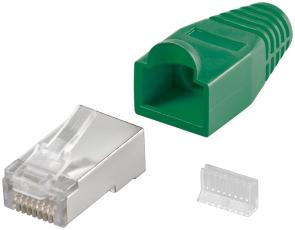 RJ45 kontakt Cat.5e skärmad med böjskydd @ electrokit