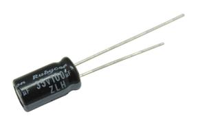 Elektrolytkondensator 100uF 25V 105C &oslash;6.3x11mm 6000h @ electrokit