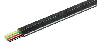 4 wires flat modular cable for signal and telephone black @ electrokit