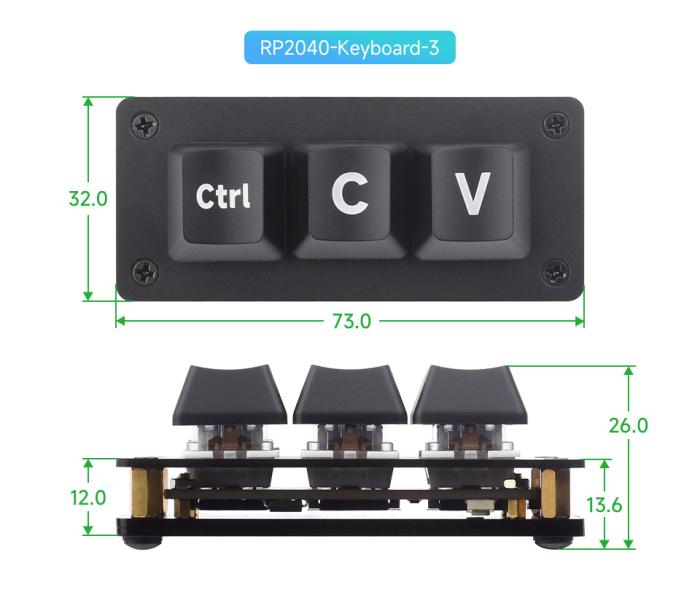 3-key mini keyboard RGB USB-C @ electrokit (3 of 7)